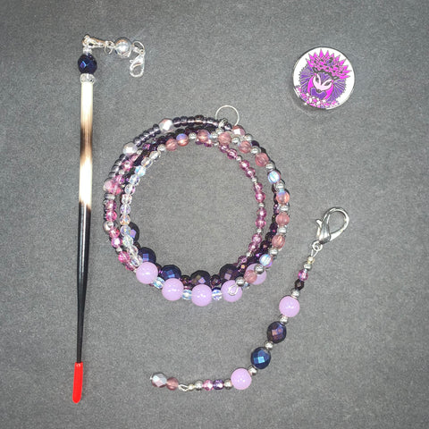 The Crowned Quill - Purples and PInks Laying Tool, Bracelet, magnet and Matching FOB