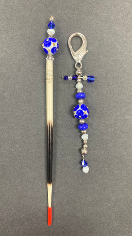 The Crowned Quill - Blue Flower Laying Tool and Matching FOB