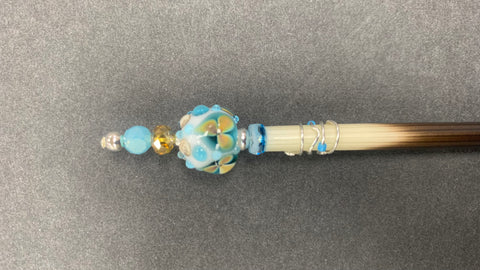 The Crowned Quill - Turquoise Blue with Yellow Flowers Laying Tool