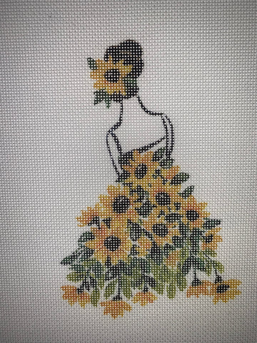 Lady with Sunflower Dress
