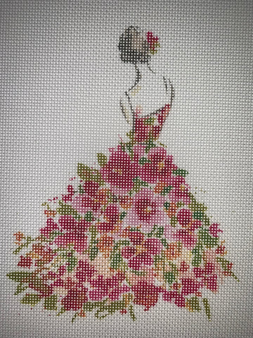 Lady with Pink Flower Dress