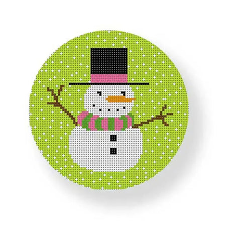 Ornament Round - Snowman on lime Background