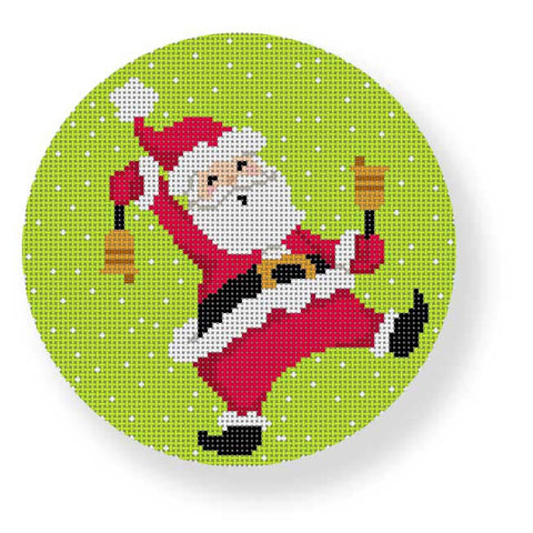 Ornament Round - Santa Claus on lime Background