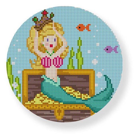 Ornament Round - Mermaid with Treasure Chest
