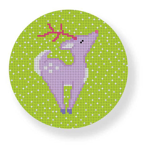 Ornament Round - Reindeer on lime Background