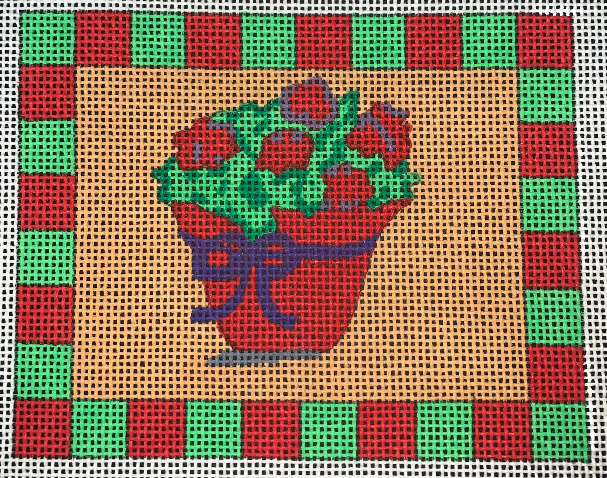 Checkered Border: Basket of Strawberries