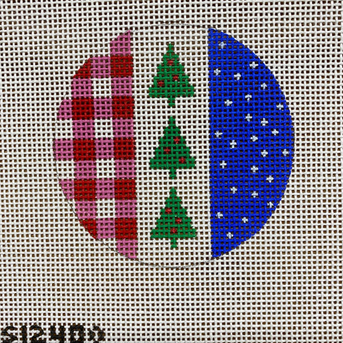 Round - Trees with Pink Check and Blue