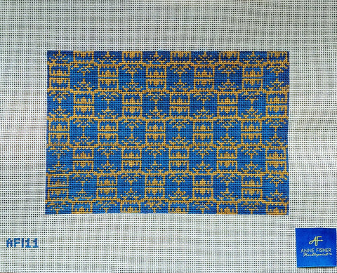 Navy/Gold Pagoda Print Clutch