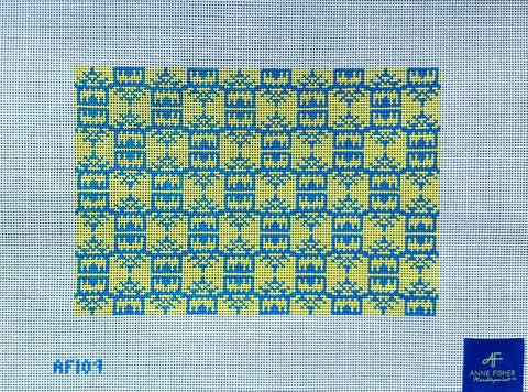 Yellow/Blue Pagoda Print Clutch