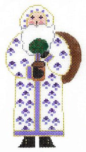 WHITE SANTA WITH TOPIARY  ORNAMENT