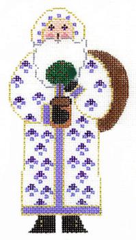 WHITE SANTA WITH TOPIARY  ORNAMENT