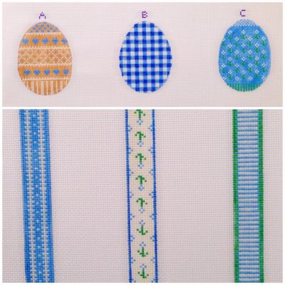 Eggs: Ray's 3 Egg Omelette - blue gingham, brown egg