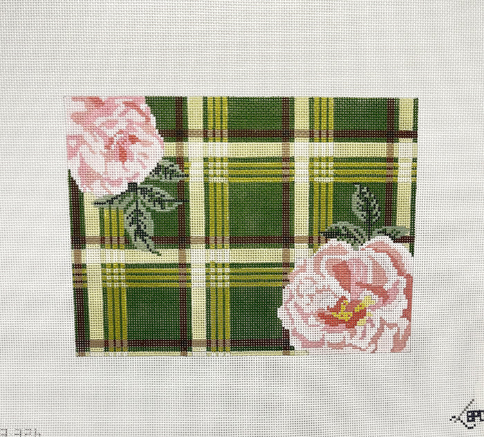 Green Plaid with Flower