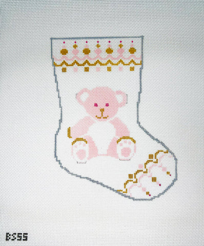 Stocking Bauble Canvas: Pink Bear