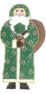 GREEN SANTA WITH TOPIARY  ORNAMENT