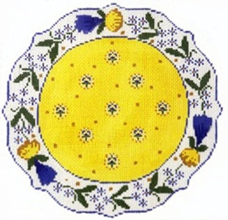FRENCH PLATE-YELLOW/BLUE/WHITE  13CT