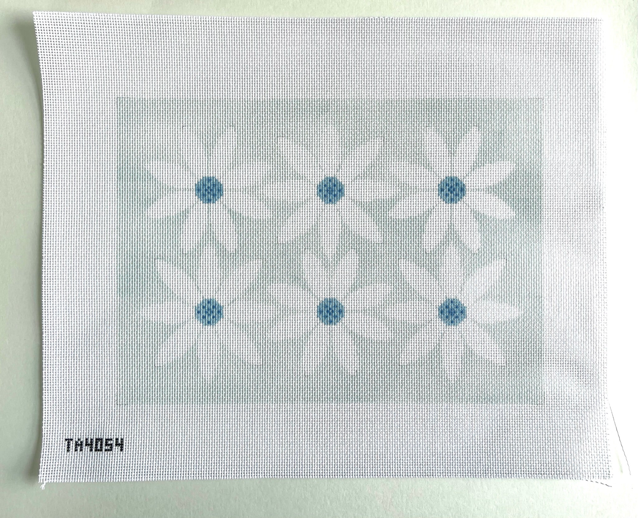 Pillow: Courteney Six Flowers Canvas -  Light Blue and White