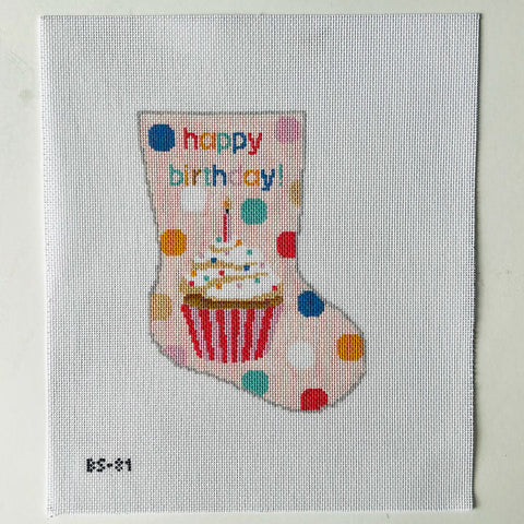 Stocking Bauble Canvas: Happy Birthday Pink