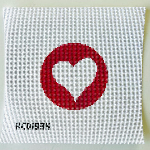 Round - Pink White Heart