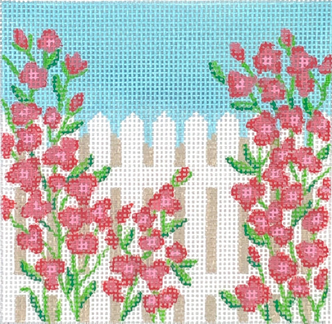Planet Earth 4” Square Insert – Rose Covered Picket Fence