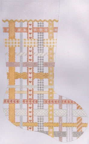 Stocking – Woven Ribbons – golds, silvers & coppers