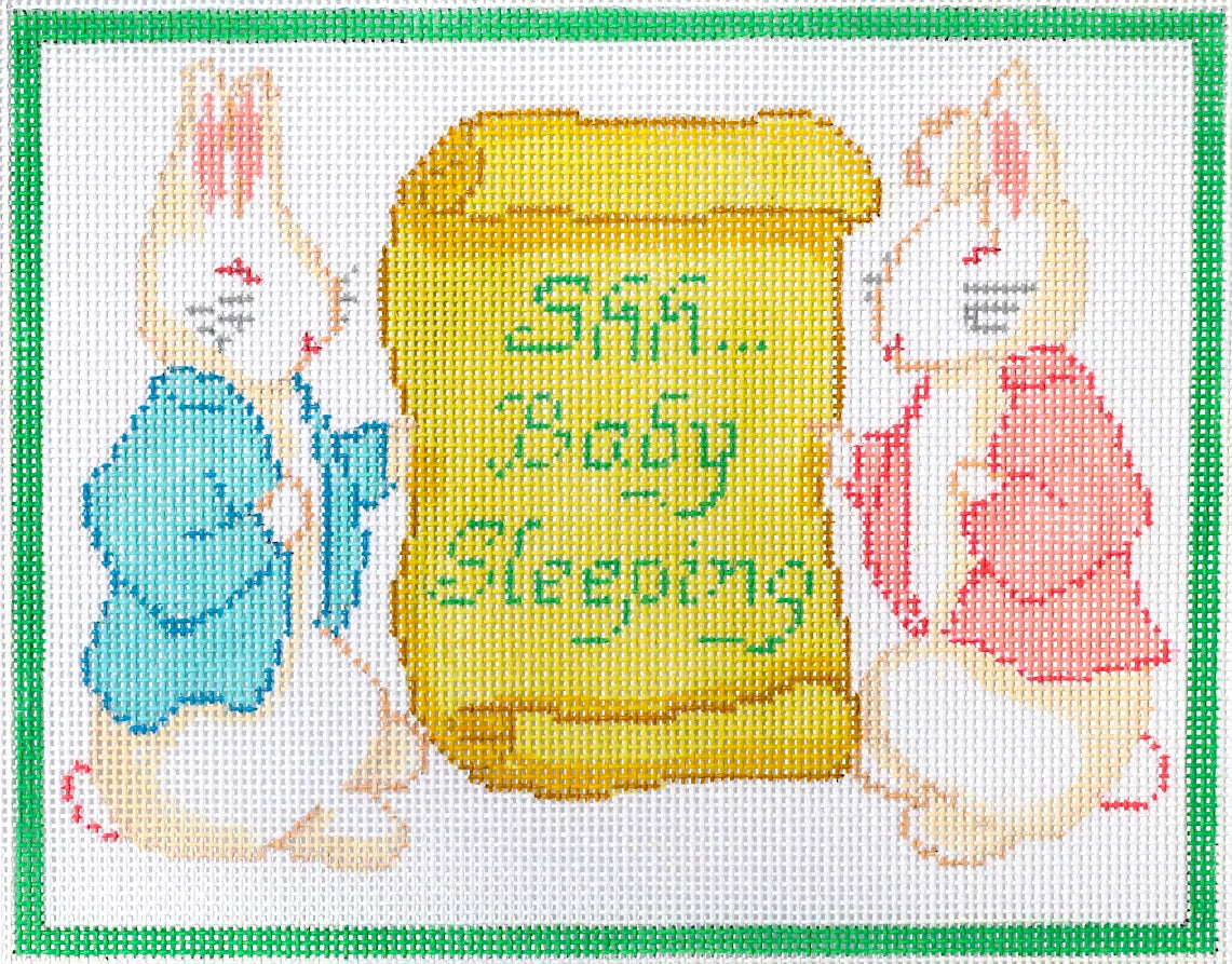 “Shh…Baby Sleeping” – Two Bunnies – pastels
