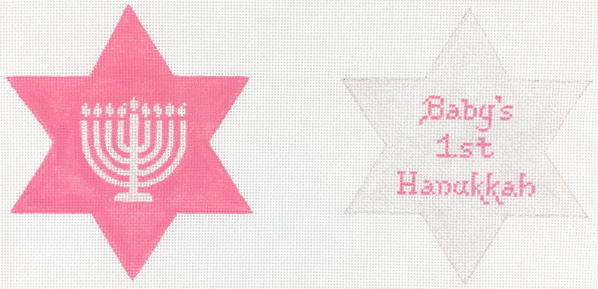 Baby’s 1st Hannukah Star of David – sparkly white & pink (2-sided)