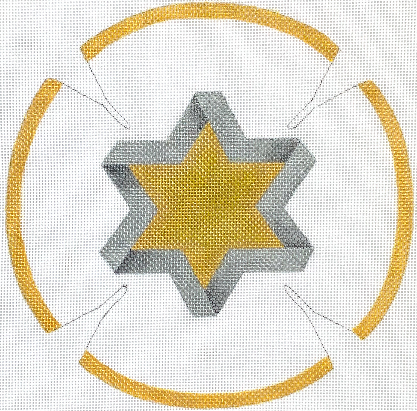 Kippah – Star of David – golds & silvers on deep blue