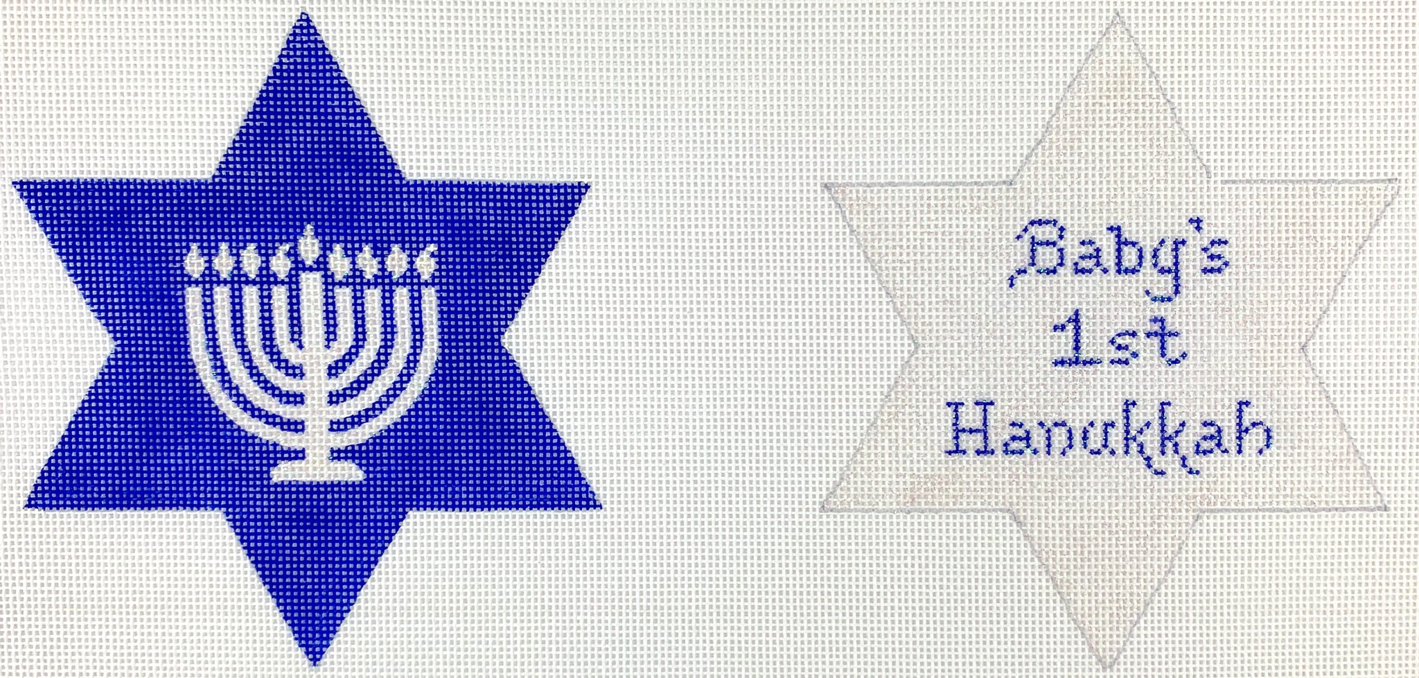 Baby’s 1st Hannukah Star of David – sparkly white & blue (2-sided)