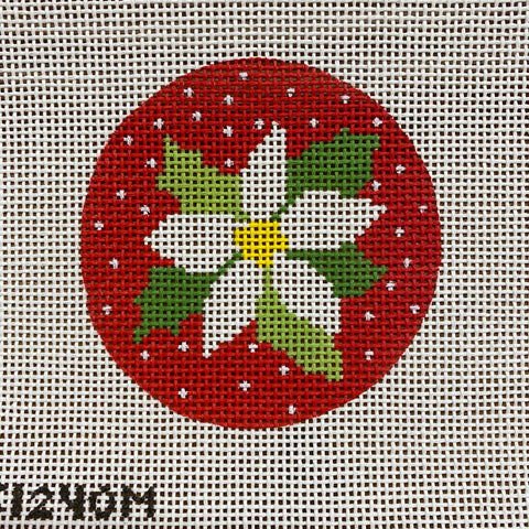 Round - White Flower on Red Round