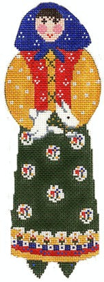 GREEN LADY AND RABBIT  13ct