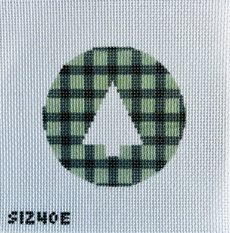 Round - Tree on Green Plaid