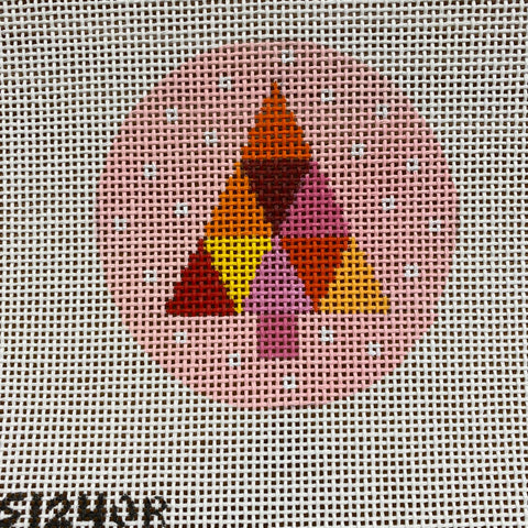 Round - Multicolored Tree on Pink