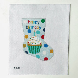 Stocking Bauble Canvas: Happy Birthday Blue
