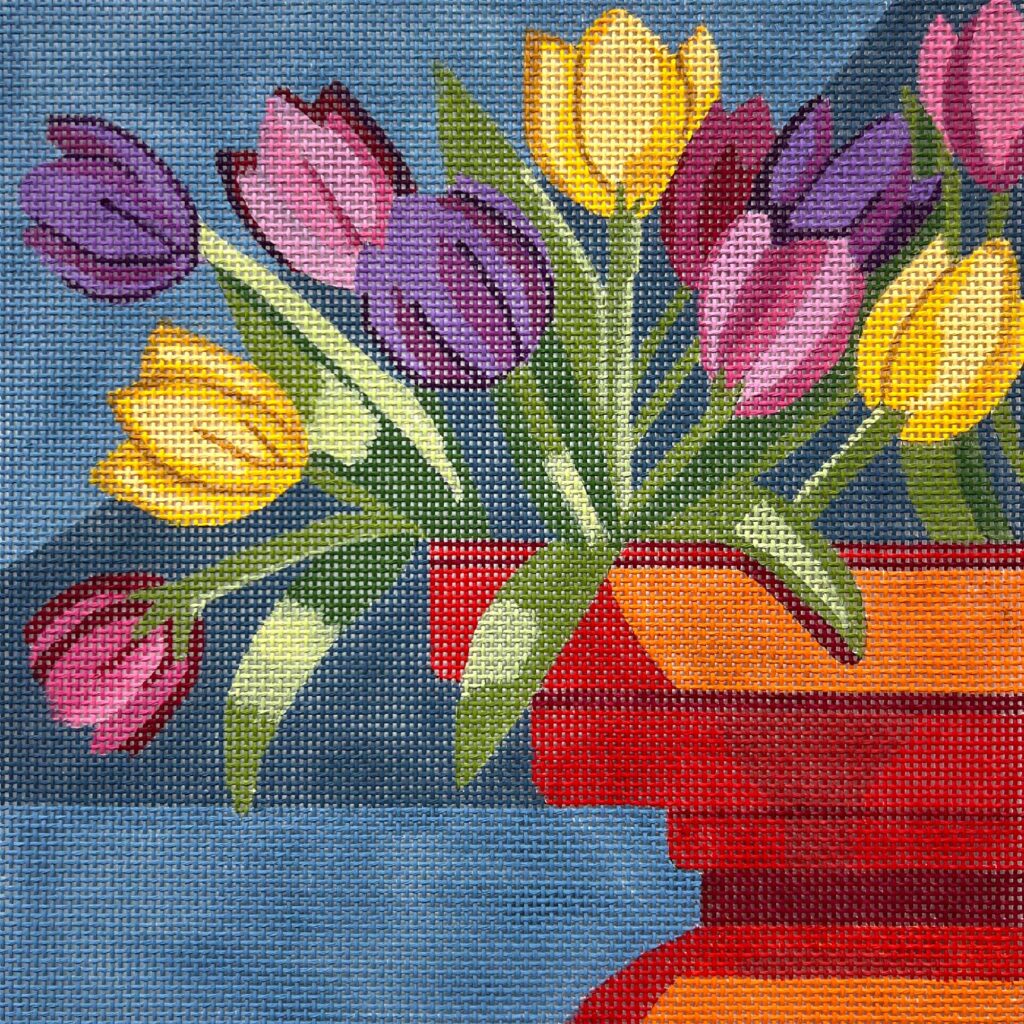 Tulips in Red Vase
