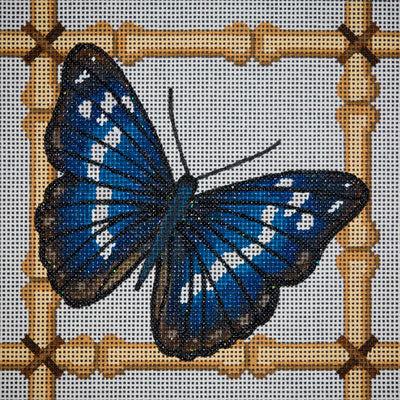 Butterfly & Bamboo: Blue & Brown