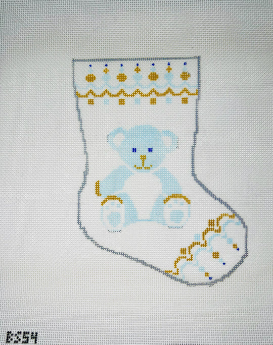 Stocking Bauble Canvas: Blue Bear