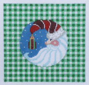 Christmas Designs - Crescent Santa with Gingham Border, 13ct