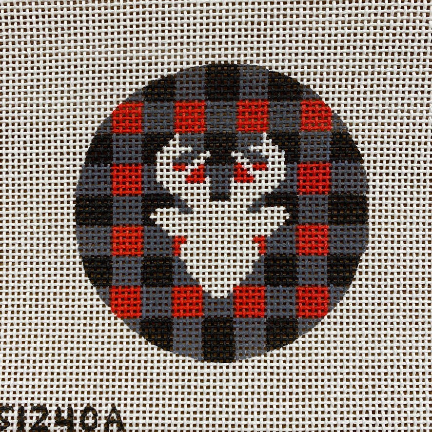 Round - Deer on Red and Black Check