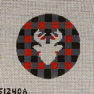 Round - Deer on Red and Black Check