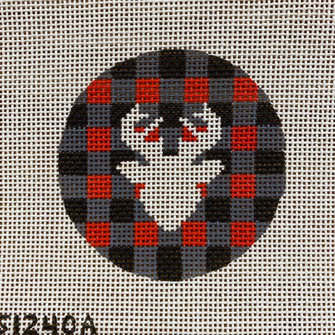 Round - Deer on Red and Black Check
