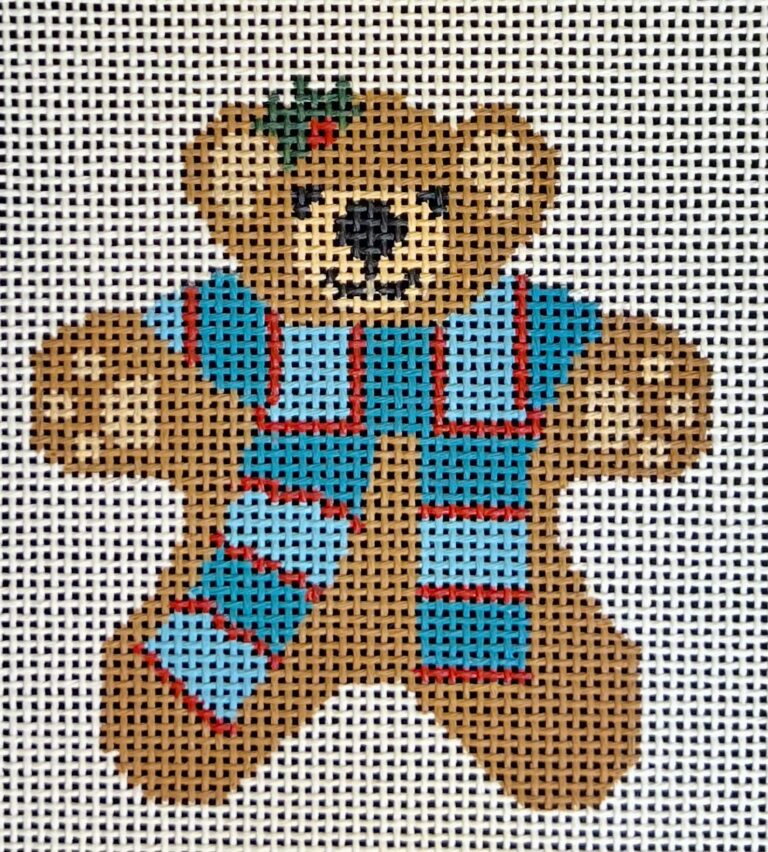Teddy Bear Ornament -   Striped Scarf