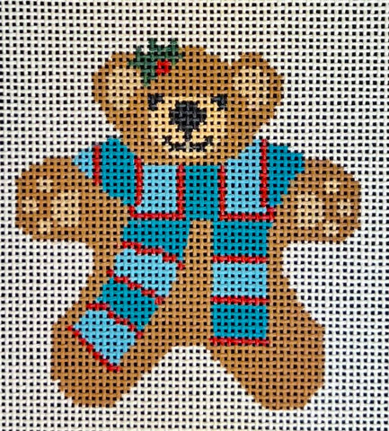Teddy Bear Ornament -   Striped Scarf
