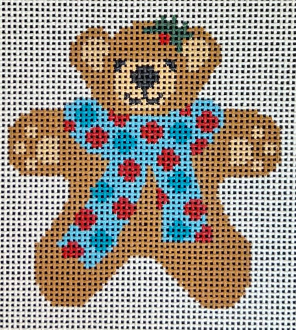 Teddy Bear Ornament - Dotted Scarf