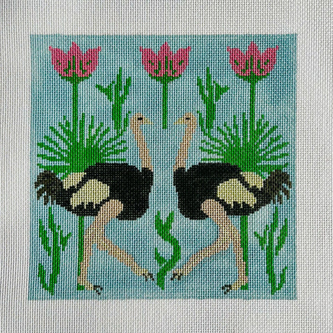 Pillow: Ostriches with Palms