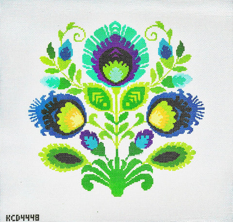 Pillow: Polish Folk Design - Teal Flower