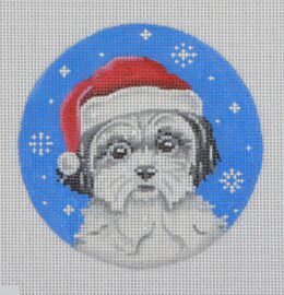 Santa Dog: Black/White Shih Zhu