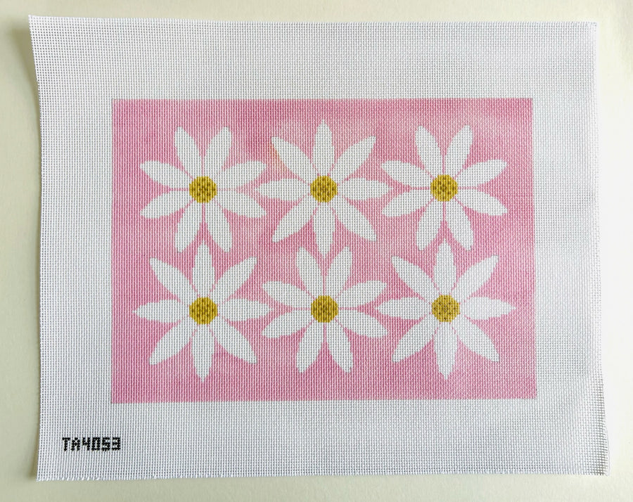 Pillow: Courteney Six Flowers Canvas - Pink and Gold