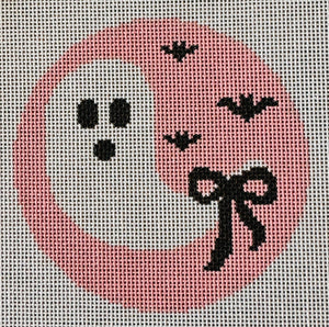 Ghost on Pink with Black Bow