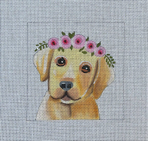 Yellow Lab with floral crown